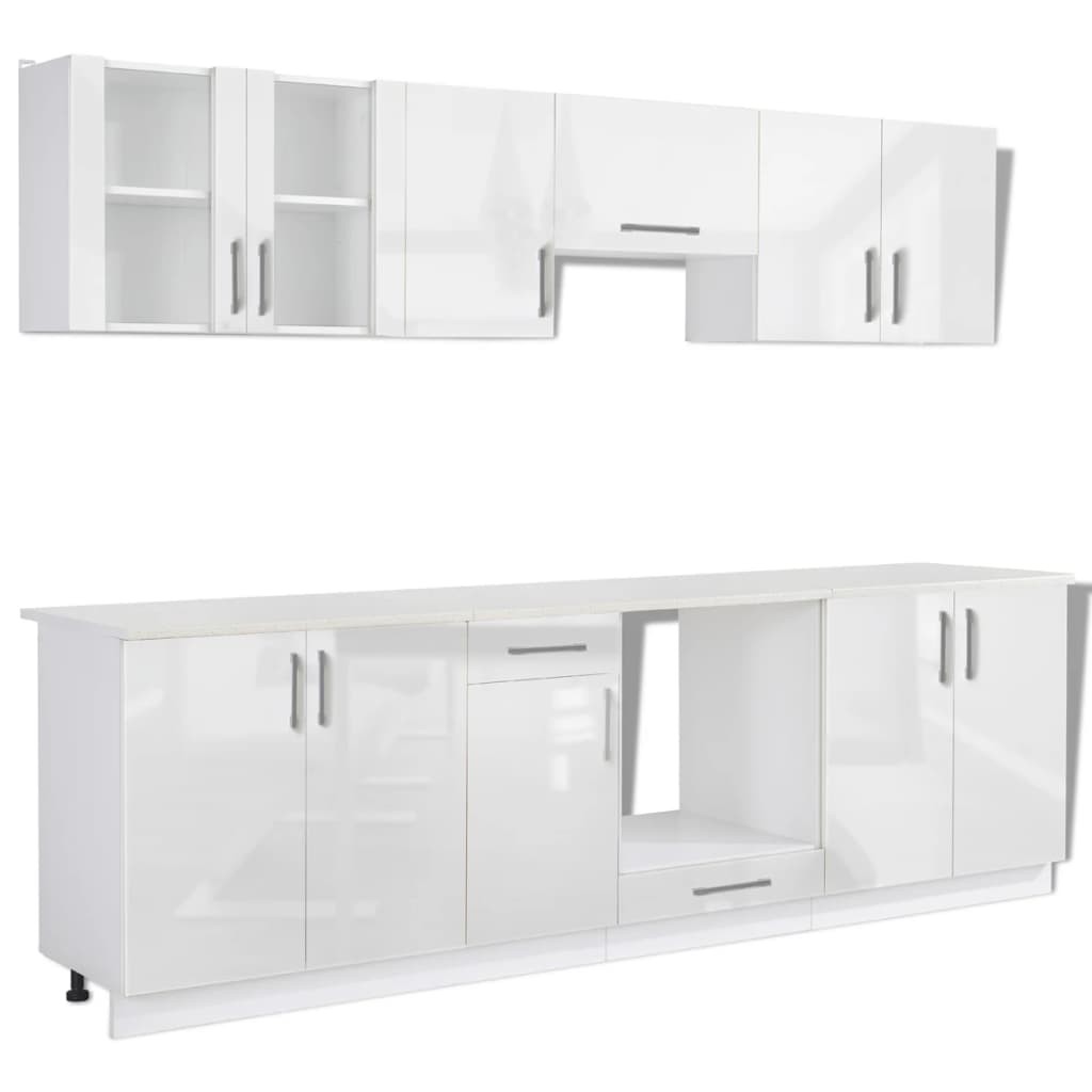 Kitchen Cabinet Unit 8 Pieces High Gloss White 260 cm